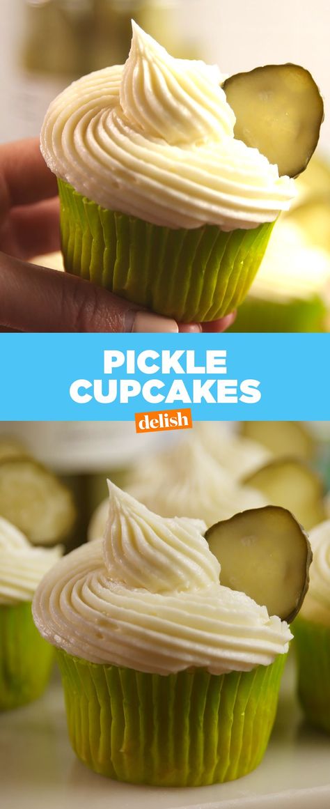 Delish Pickle Cupcakes, Homemade Pickles, Cupcake Flavors, Pickling Recipes, Cupcake Recipes, Just Desserts, Baking Recipes, Delicious Desserts, Cupcake Cakes