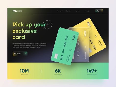 Web Design for W.E.Card【demo】 by Guzion on Dribbble Credit Card Website Design, Card Ui Design, Credit Card Website, Ui Ux Website, Blog Post Template, Web Design Typography, Credit Card Design, Virtual Card, Membership Card