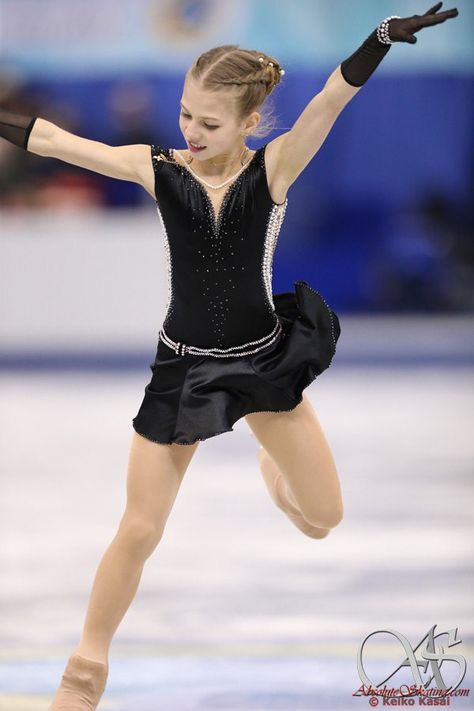 Ice Skating Hairstyles, Skating Hairstyles, Figure Skating Hair, Style Skate, Sasha Trusova, Alexandra Trusova, Ice Skating Dresses, Competition Dress, Figure Skaters