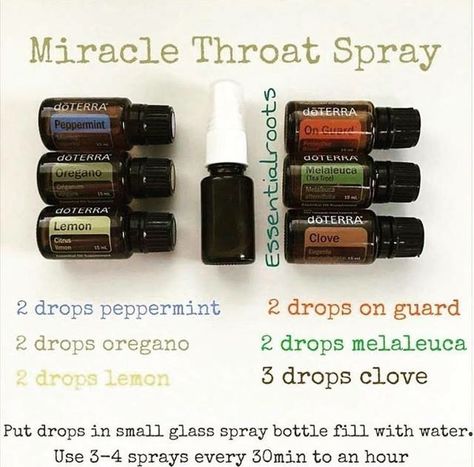 Miracle Throat Spray Doterra Throat Spray, Essential Oil Roller Bottle Recipes, Doterra Oils Recipes, Benefits Of Essential Oils, Doterra Oil, Throat Spray, Essential Oils For Colds, Diy Essential Oil Recipes, Vetiver Essential Oil