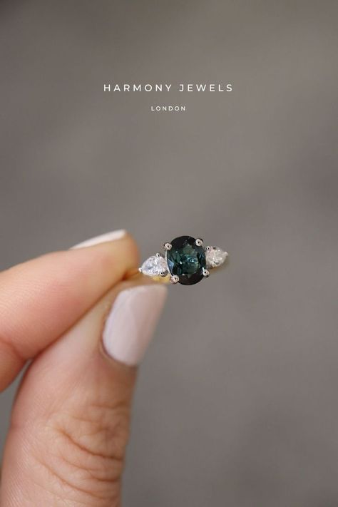 Teal Engagement Ring, Trilogy Engagement Ring, Teal Sapphire, Bespoke Engagement Ring, Dream Engagement, Engagement Ring Wedding Band, Dream Jewelry, Wedding Pinterest, Engagement Rings Sapphire