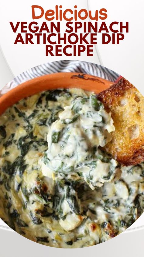 Vegan Spinach Artichoke Dip has been a mouthwatering and healthy appetizer for decades. Many households enjoy this appetizer. The dip is suitable for vegans and non-vegans, as it has all the flavor and creaminess you want. Vegan Spinach Dip, Vegan Spinach Artichoke Dip, Vegan Apps, Dip Vegan, Vegan Appetizers Recipes, Vegan Spinach, Vegan Dip, Spinach Artichoke Dip, Spinach Recipes