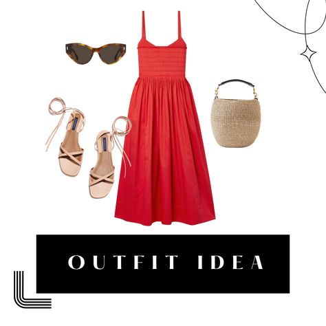 Red dress outfit idea Red Dress Casual, Red Dress Outfit, Dress Outfit, Outfit Idea, Fit Flare Dress, Summer Outfit, Fit & Flare, Flare Dress, Summer Vibes