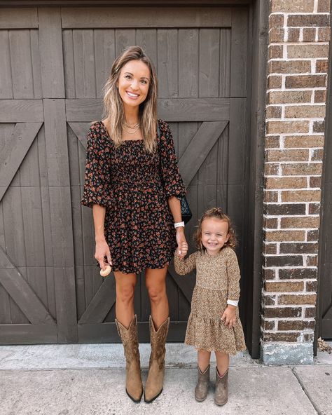 Long Dress With Cowboy Boots, Cowboy Boots Dress Outfit, Dress With Cowboy Boots, Cowboy Boot Outfits, Texas Trip, Lauren Kay Sims, Outfit Boots, Dresses With Cowboy Boots, Fall Boots Outfit