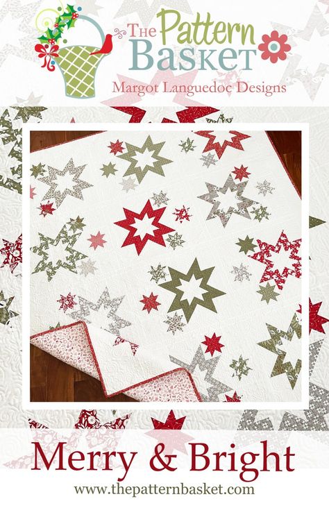 Bright Quilts, Christmas Quilt Patterns, Quilt Sewing Patterns, Basket Quilt, Winter Quilts, Star Quilt Patterns, How To Finish A Quilt, Bright Patterns, Star Quilts