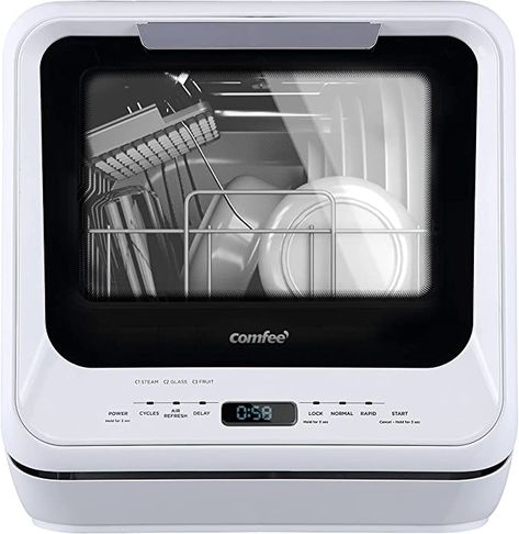 Amazon.com: COMFEE' Countertop Dishwasher, Portable Dishwasher with 5L Built-in Water Tank, No Hookup Needed, 6 Programs, 360° Dual Spray, 192℉ Steam& Air-Dry Function, Mini Dishwasher for Apartments& RVs, White : Everything Else Mini Dishwasher, Compact Dishwasher, Countertop Dishwasher, Dishwasher Pods, Portable Dishwasher, Best Dishwasher, Dishwasher Machine, Built In Dishwasher, Best Appliances