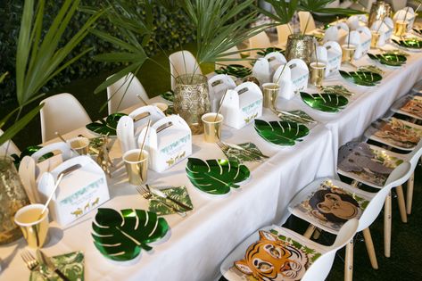 Safari First Birthday Party, Safari First Birthday, Theme Bapteme, Safari Birthday Party Decorations, Jungle Theme Birthday Party, Zoo Birthday Party, Jungle Thema, Spongebob Birthday Party, Wild Birthday Party