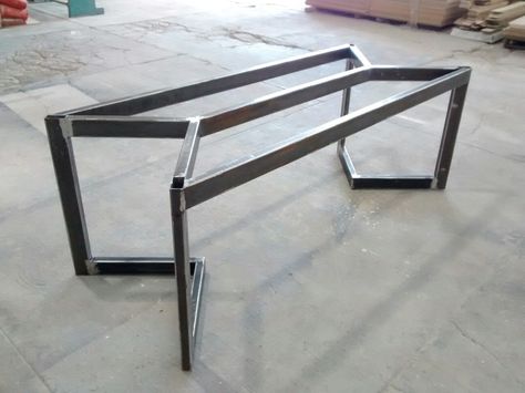 Metal Base For Dining Table, Ms Table Design, Steel Furniture Design Modern, Metal Leg Dining Table, Modern Table Legs, Steel Furniture Design, Steel Table Base, Welded Furniture, Wood Table Design