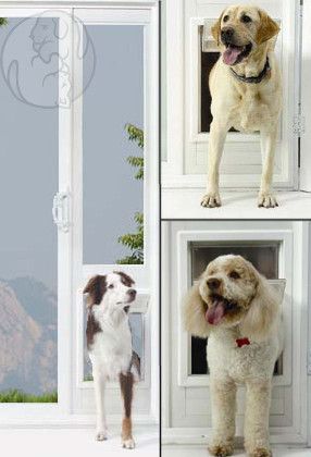 The Ideal VIP Vinyl Insulated Patio Pet Door Insert features dual pane glass, with the plastic frame Ideal Ultraflex pet door. Two pet opening sizes are available with four track height ranges to choose from. http://www.moorepet.com/Ideal-VIP-Patio-Pet-Door-Insert-s/93.htm Large Dog Door, Diy Dog Fence, Pet Patio Door, Pet Doors, Wood Exterior Door, Perfect View, Pet Door, Sliding Patio Doors, Cat Door