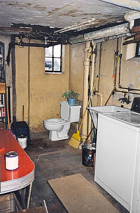 Building A Basement, Low Ceiling Basement, Window Remodel, Vintage Medicine Cabinets, Basement Bathroom Remodeling, Old Basement, Tiny Bath, Basement Remodel Diy, Mechanical Room