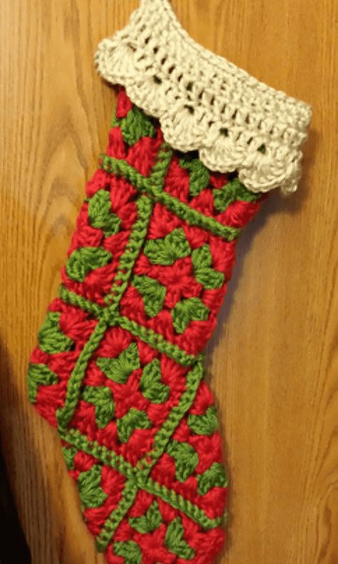 Easy Crochet Stocking, Stockings Crochet, Crochet Stocking Pattern, Granny Square Stocking, Granny Stockings, Stocking Pattern Free, Christmas Knits, Granny Christmas, Crochet Christmas Stocking Pattern