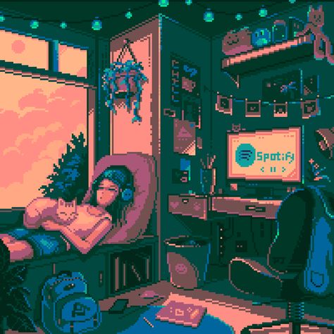 ArtStation - Spotify X Pixel Jeff, Pixel Jeff Pixel Jeff, Pixel Life, Desktop Wallpaper 1920x1080, 8 Bit Art, Pixel Art Background, Pixel Animation, Arte 8 Bits, Snake Art, Live Picture