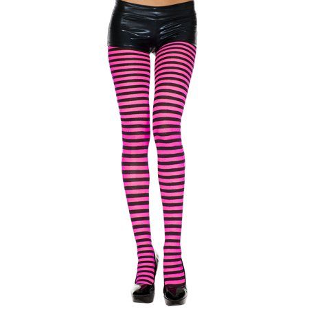 Scenecore Clothes, Scene Clothing, Scene Outfits, Striped Tights, Scene Fashion, Scene Kids, Black Hot Pink, Punk Outfits, Black Neon