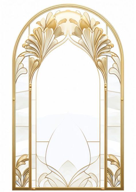 Art Deco Details, Ornate Gate, Gold White Background, Stained Glass Aesthetic, Motif Art Nouveau, Art Nuevo, Art Nouveau Stained Glass, Art Nouveau Mucha, Arch Art