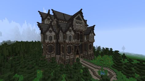 Minecraft Creepy House, Goth Minecraft Ideas, Goth Minecraft House, Goth Minecraft Builds, Minecraft Gothic House, Goth Minecraft, Minecraft Reference, Minecraft Hacks, Cottage Images