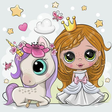 Princess And Unicorn, Cute Cartoon Eyes, Cartoon Fairy, Princess Clipart, Princess Png, Fairy Tale Princess, Unicorn Mom, Kids Cartoon Characters, Princess Photo