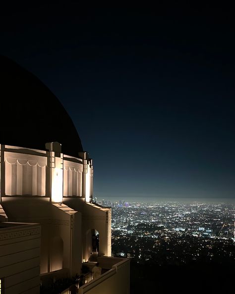 Griffith Observatory: Above the city lights, beneath the galaxy’s glow. 🌠🌌🔭 Observatory Aesthetic, Griffith Observatory Tattoo, Griffith Observatory Photo Ideas, Griffith Observatory At Night, Griffith Observatory Engagement Photos, Griffith Observatory, The Galaxy, City Lights, The City