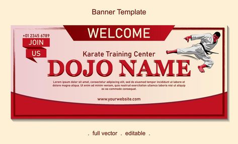 Karate Banner, Karate Training, Social Media Advertising Design, Welcome Banner, Training Center, Banner Template, Advertising Design, Karate, Vector Free