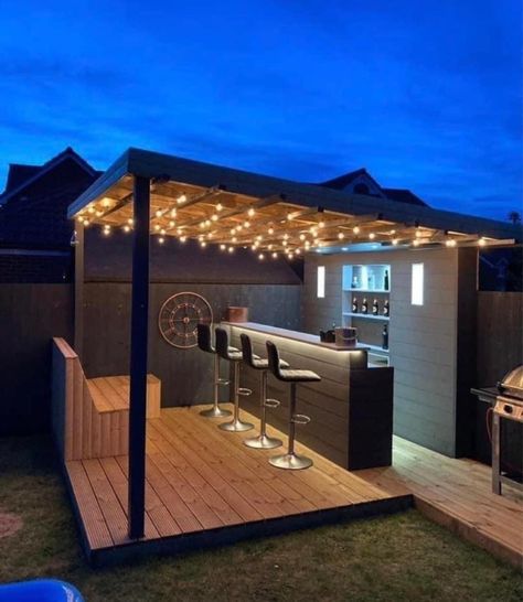 Bar Outdoor Design, Outdoor Bar Ideas, Garden Bar Ideas, Outdoor Garden Bar, Hosting Parties, Tiki Bars, Outdoor Patio Bar, Back Garden Design, Backyard Bar