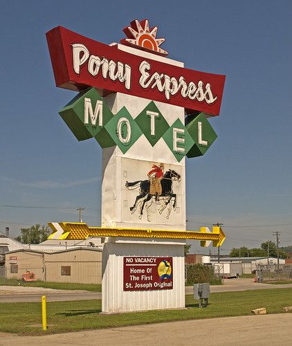 Pony Express | Saint Joseph, Missouri USA ~ Copyright ©2012 … | Flickr Saint Joseph Missouri, Pony Express, Abandoned Mansions, Saint Joseph, St Joseph, Business Signs, Neon Sign, Missouri, Cool Pictures