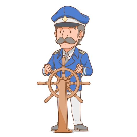 Vector cartoon character of ship captain... | Premium Vector #Freepik #vector #captain #ship-captain #captain-hat #sailor-hat Ship Captain Illustration, Captain Illustration, Sailor Character, Sailor Cartoon, Captain Ship, Ship Captain, Premium Vector Cartoon, Boat Drawing, Sea Illustration