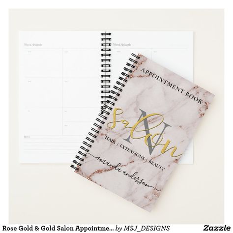 Rose Gold & Gold Salon Appointment Book Planner Salon Appointment Book, Gold Salon, Amanda Anderson, Create Your Own Planner, Book Planner, Appointment Book, Planner Book, Anniversary Quotes, Nail Technician