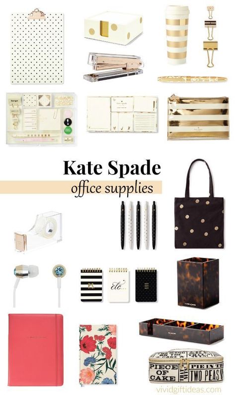 Kate Spade Office Supplies and Desk Accessories Luxury Desk Accessories, Kate Spade Office Supplies, Kate Spade Desk Accessories, Kate Spade Office Inspiration, Kate Spade Office Decor, Organized Room, Office Decor Business, Office Decor Organization, Kate Spade Office