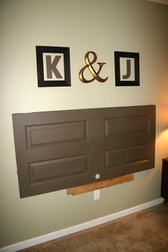 Headboard From Old Door, Door Headboard, Apartment Christmas, Diy Headboards, Diy Headboard, Old Door, Old Doors, Christmas Garland, My New Room