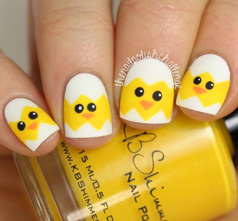 Chick Nail Art, Nail Vinyl Decals, Easter Nails Easy, Easter Nail Art Designs, Wave Nails, Easter Nail, Easter Nail Designs, Bunny Nails, Nail Vinyls