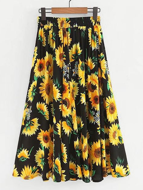 Sunflower Skirt, Bohemian Skirt, Awesome Blouse, Long Maxi Skirts, Sunflower Print, Skirts Online, Flowy Skirt, Print Skirt, Long Maxi