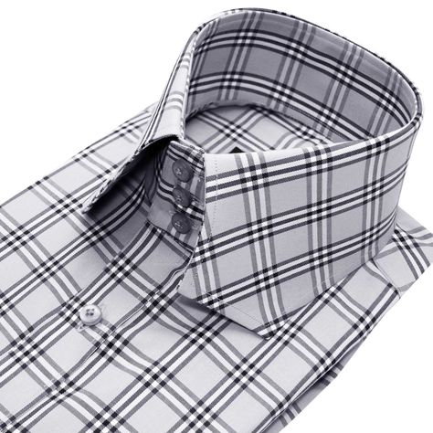 High Collar men's Custom made shirts - your original high collar makers www.johnclothier.com #highcollarshirts #uniqueollars High Collar Shirts, Shirt Designs For Men, Custom Made Shirts, Shirts Vintage, Shirt Maker, Grey Plaid, Men Vintage, High Collar, Collar Shirts