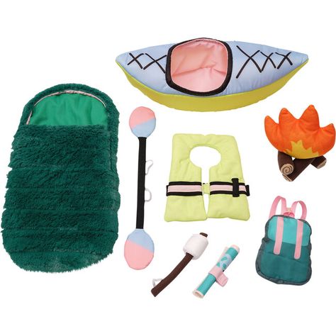 Pretend Camping, Marshmallow On A Stick, Baby Stella Doll, Baby Stella, Imagination Toys, Kayak Paddle, Baby Doll Accessories, Manhattan Toy, Doll Play