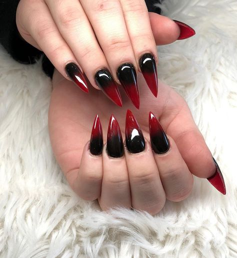 +21 Top Black And Red Ombre Nails Dark Red Ombre, Red Black Nails, Ombre Nail Design, Black To Red Ombre, Black Ombre Nails, Red Ombre Nails, Black Stiletto Nails, Dark Red Nails, Black Acrylic Nails