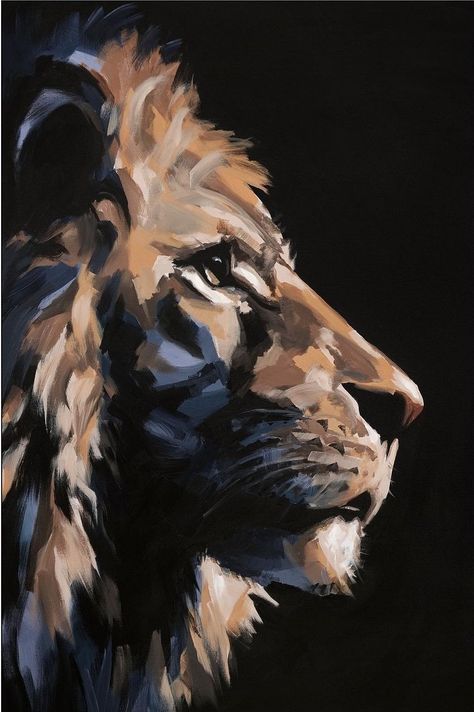 Lion Painting Acrylic, Abstract Lion Painting, Animal Paintings Acrylic, Abstract Lion, Lion Canvas Art, Lion Painting, Easy Canvas Painting, Wildlife Paintings, Lion Art