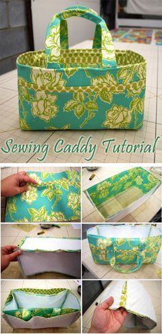 Colorful Hairstyles, Sewing Caddy, Caddy Bag, Simple Sewing, Crazy Patchwork, Diy Bags Patterns, Tote Bags Sewing, Bag Tutorial, Sewing Baskets