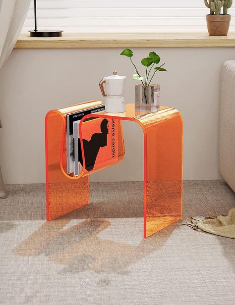 Room Bedside Table, Small End Table, Acrylic Side Table, Magazine Table, Table For Bedroom, Small End Tables, Acrylic Furniture, Table For Living Room, Apartment Decor Inspiration