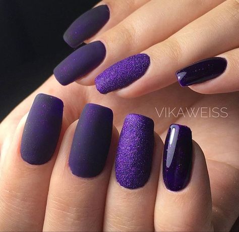 Neon Purple Nails, Matte Purple Nails, Make Up Nails, Up Nails, Pretty Nail Colors, Purple Nail Designs, Matte Nails Design, Purple Nail, Rose Gold Nails