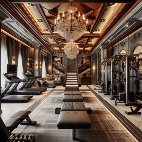 Design a lavish home gym with the latest fitness machines and elegant interior touches. Turn your workout space into a sanctuary! #LavishFitness #HomeWorkoutSpace #ElegantHomeGym #FitnessSanctuary #LuxuryDesign Luxury Gym Design, Home Gym Design Luxury, Gym Designs, Home Workout Space, Luxury Home Gym, Fitness Machines, Home Gym Ideas, Luxury Gym, Bespoke Home