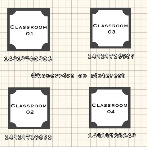 Classroom Codes Bloxburg, Bloxburg Dorm Number Decals, School Signs Bloxburg, Bloxburg High School Logo Codes, School Schedule Decals Bloxburg, Bloxburg Decals For School, Bloxburg School Timetable Code, Math Classroom Bloxburg, Reception Decals Bloxburg