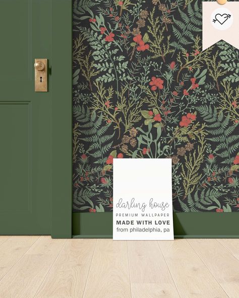 Black Botanical Wallpaper, Dark Green Bathrooms, Moody Wallpaper, Moroccan Riad, Dark Green Wallpaper, Reading Pa, Temporary Wallpaper, Maximalist Decor, Botanical Wallpaper