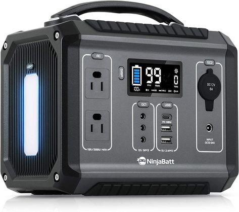 Amazon.com : NinjaBatt 300W Portable Power Station, 280Wh Battery Solar Generator with Pure Sine Wave AC Outlets, QC3.0 & USB-C PD 60W - Durable Generator for Outdoor Camping RV Emergencies : Patio, Lawn & Garden Car Camping Essentials, Battery Generator, 3d Camera, Inverter Generator, Camping Rv, Portable Power Station, Power Generator, Solar Generator, Sine Wave