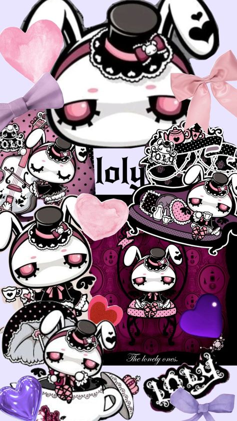 #loly #sanrio #cute #heart #bows #bunny Loly Sanrio, Gothic Rabbit, Goth Bunny, Cute And Creepy, Pink Goth, Kawaii Goth, Sanrio Wallpaper, Calico Critters, Cute Heart