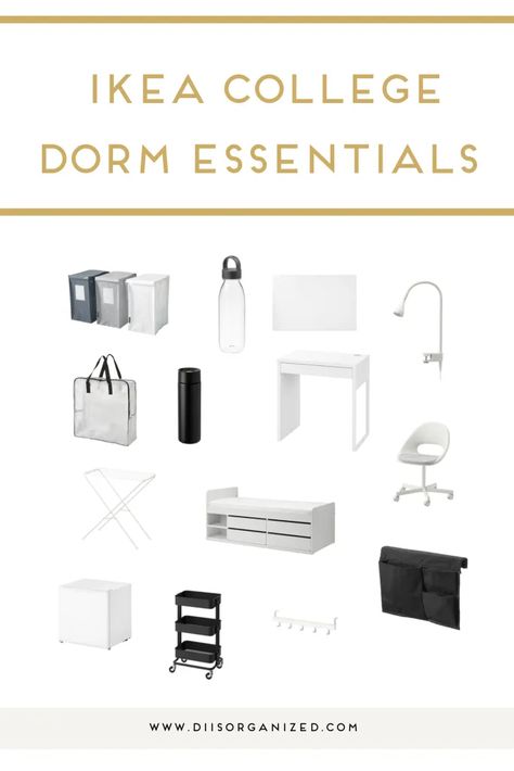 Ikea College, Ikea Dorm, Dorm Room Snacks, Dorm Closet Organization, Stay Aesthetic, College Dorm Diy, Dorm Necessities, Ikea Must Haves, Boys Dorm Room