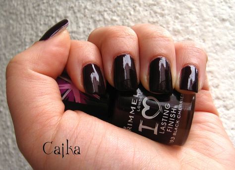 Rimmel I <3 193 Black Cherries Nail Varnish Colours, Black Cherries, Rimmel London, Nail Varnish, Rimmel, Black Cherry, Makeup Inspo, Nail Inspo, Lookbook