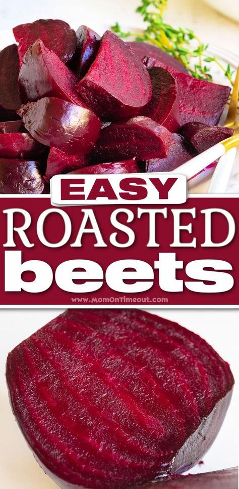 Roasted Beets are sweet and tender and entirely delicious. They are so easy to make and learning how to roast beets the right way is a something every beet lover needs! This roasted beets recipe is quick and easy, no peeling required! // Mom On Timeout #beets #roastedbeets #howtoroastbeets #sidedish #veggies #vegetables How To Roast Beets, Roast Beets, Roasted Beets Recipe, Oven Roasted Red Potatoes, Roasting Beets In Oven, Beets Recipe, Mom On Timeout, Cheese Stuffed Chicken Breast, Roasted Vegetable Recipes