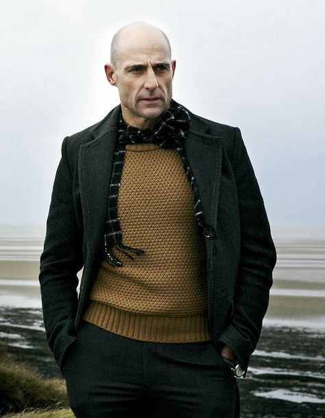 Mark Strong Actor, Kingsman Aesthetic, Bald Fashion, Older Mens Fashion, Mark Strong, Medieval Aesthetic, Strong Style, Nice Guys, Bald Man