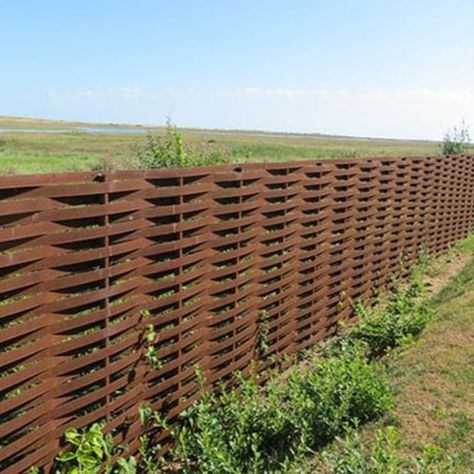 Corten Steel is the on-trend product! We love these woven steel fencing panels.  Get in touch and order today - trade only. Corten Steel Garden Screens, Steel Retaining Wall, Garden Extension, Steel Fencing, Steel Fence Panels, Low Fence, Steel Edging, Steel Fence, Garden Screening