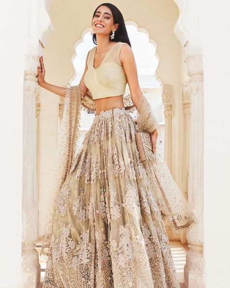 Launching Septembe Beige Lehenga, Black Hair Color, Fashion Merchandising, Net Lehenga, Fashion Institute, Lehenga Collection, Net Dupatta, Layered Skirt, Hair Color For Black Hair