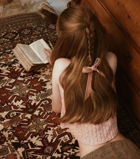 Her Hair, A Book, A Girl, Long Hair, Ribbon, Reading, Hair