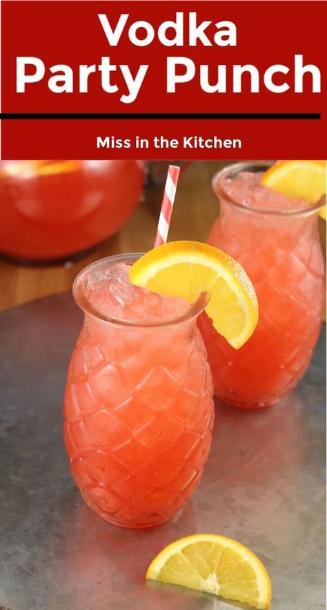 Vodka Party Punch is a simple fruit punch for parties and celebrations. Easy to make ahead in a large batch and can even be frozen for a slushie cocktail. Vodka Punch Bowl Recipes, Party Punch Alcohol Tequila, Spiked Punch Recipes Parties, Large Batch Party Cocktails, Party Drinks Alcohol For A Crowd, Vodka Party Punch, Vodka Fruit Punch, Summertime Cocktails, Friday Cocktails